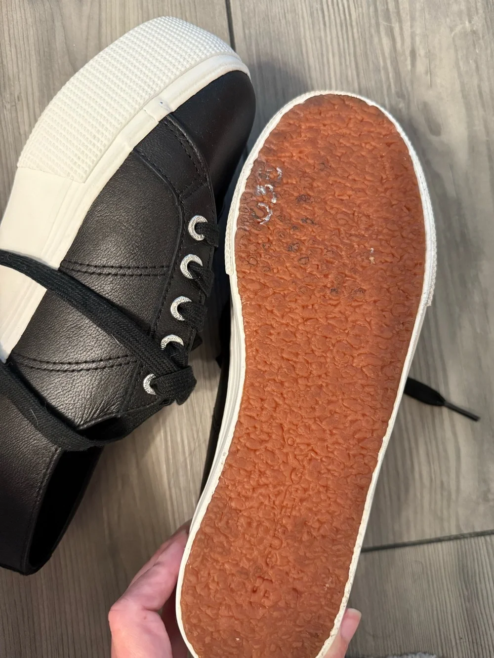 Superga Black Platform Sneakers with White Soles
